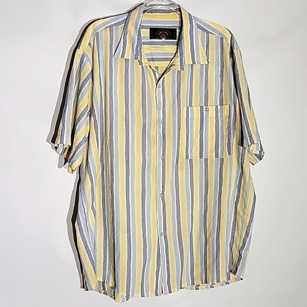 Callan Vintage Striped Men's Shirt Crushed/Creped Material, Size XL